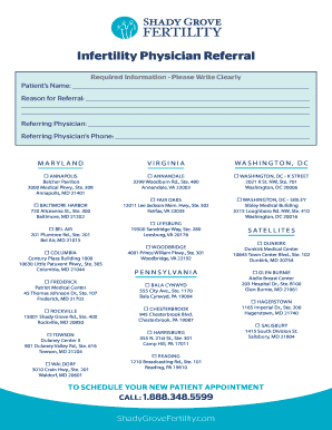 Infertility Physician Referral Form