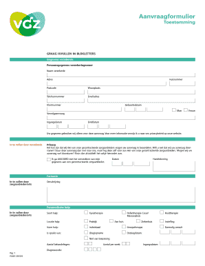 Aanvraagformulier Toestemming