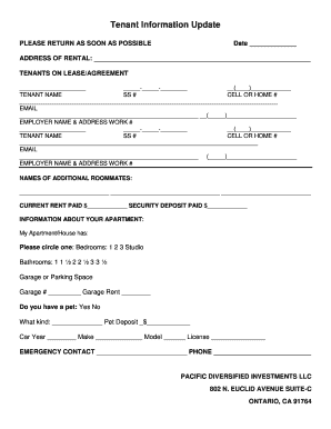 Tenant Information Update Form
