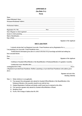Ayurvedic/Unani Practitioner Registration Form