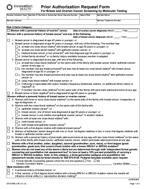 Prior Authorization Request Form for BRCA Testing