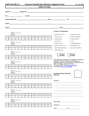 Tennessee Pesticide Recertification Assignment Form
