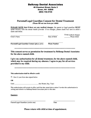 Parental Consent for Dental Treatment