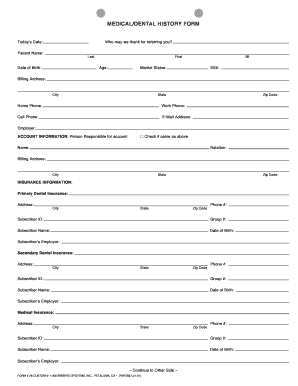 Medical/Dental History Form