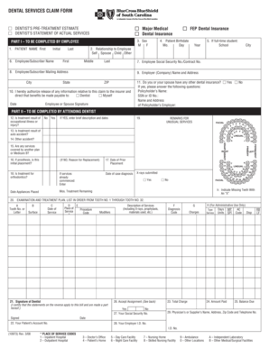 Dental Services Claim Form