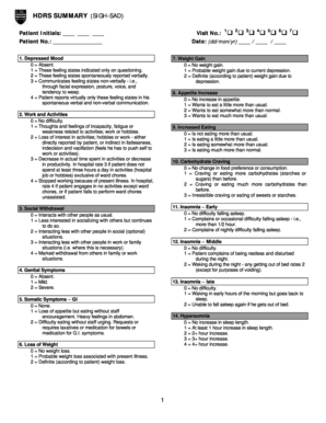 HDRS Depression Assessment Form