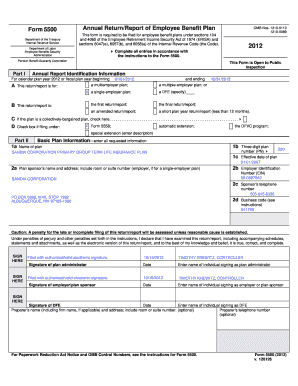 Form 5500 Annual Return/Report of Employee Benefit Plan