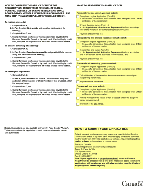 Form 21 - Small Vessel Registration