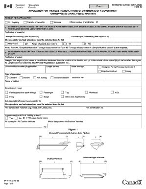 Application for Registration of Government Owned Vessel