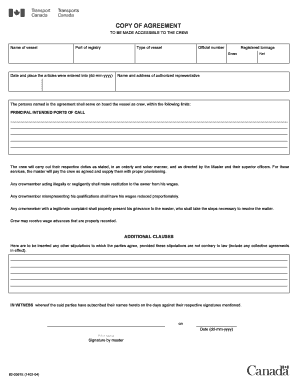 Crew Agreement Form