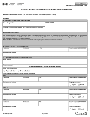Transport Canada Account Management Form