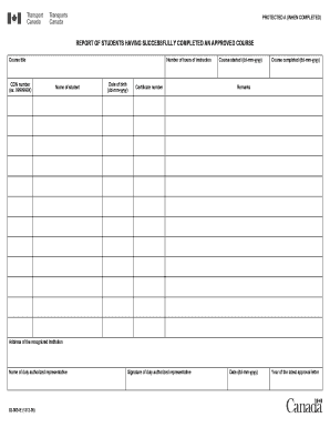 Report of Students Completing Approved Course