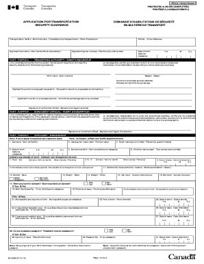 Demande d'habilitation de sécurité en matière de transport