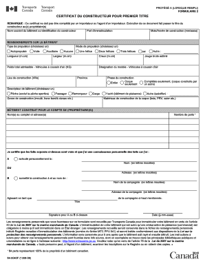 CERTIFICAT DU CONSTRUCTEUR POUR PREMIER TITRE