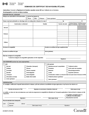 Demande de certificat de navigabilité (CdN)