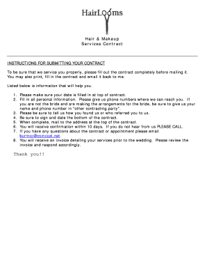 Hair and Makeup Services Contract