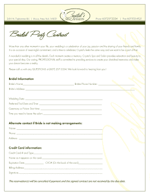 Bridal Party Contract