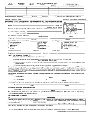AFTRA Employment Contract for Television Commercials