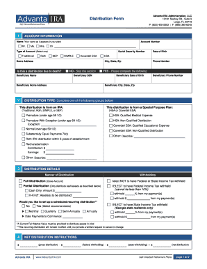 Advanta IRA Distribution Form