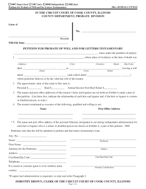 Petition for Probate of Will and Letters Testamentary