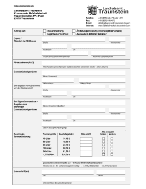 Antrag auf Abfallentsorgung