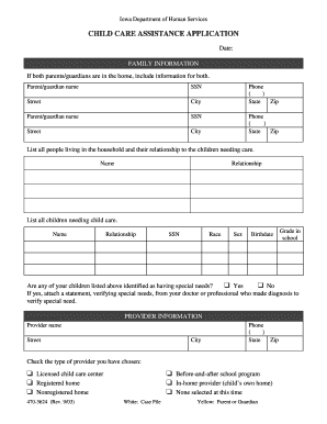 Iowa Child Care Assistance Application