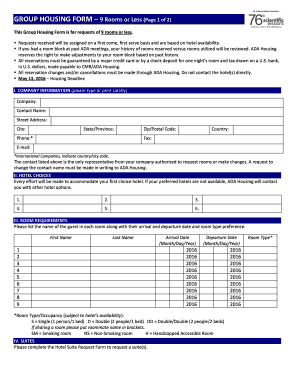 Group Housing Form for 9 Rooms or Less