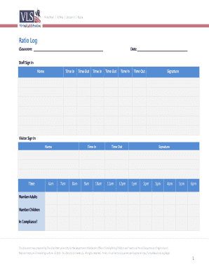 Preschool Safety Ratio Log