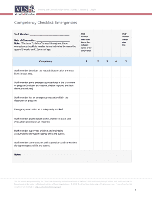 Emergency Competency Checklist
