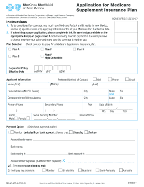 Medicare Supplement Insurance Application