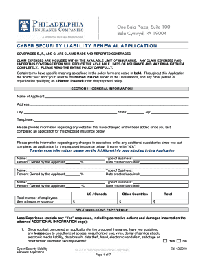 Cyber Security Liability Renewal Application