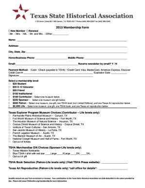 Texas State Historical Association Membership Form