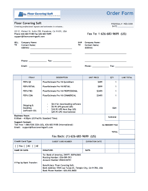 Floor Covering Soft Order Form