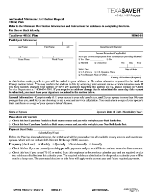 Texasaver 401(k) Plan Minimum Distribution Request