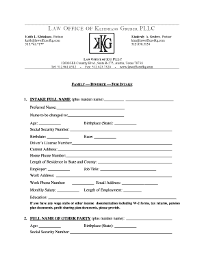Divorce Intake Form