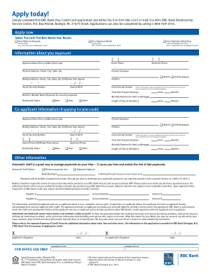 RBC Bank Visa Credit Card Application