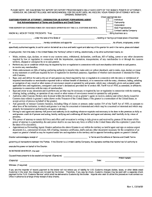Customs Power of Attorney Form 5291