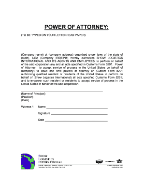 Power of Attorney for Customs Form 5291