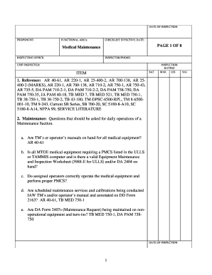 Medical Maintenance Inspection Checklist
