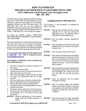 Health Insurance Claim Form HCFA-1500