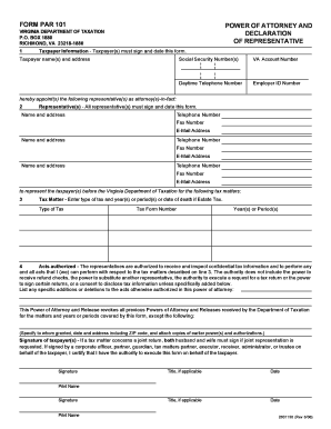 Virginia Power of Attorney and Declaration of Representative