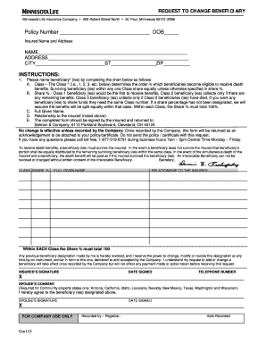 Request to Change Beneficiary Form