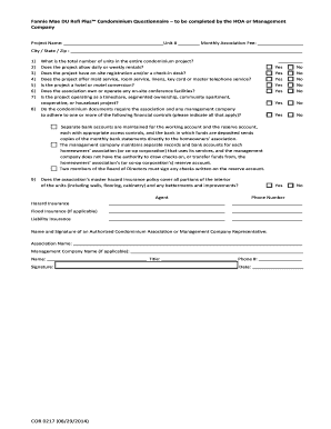 Fannie Mae DU Refi Plus Condominium Questionnaire