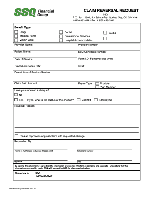 Claim Reversal Request Form