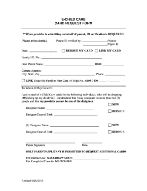 E-Child Care Card Request Form