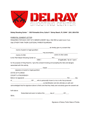 Letter of consent - delray shooting center cost