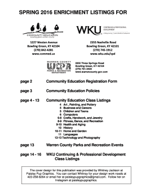 Community Education Enrichment Registration Form