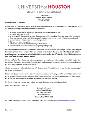 University of Houston Third Party Sponsorship Agreement