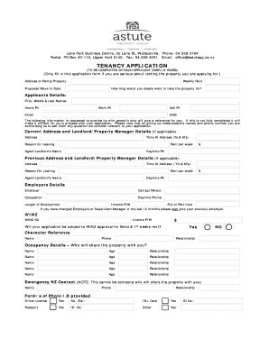 New Zealand Tenancy Application Form