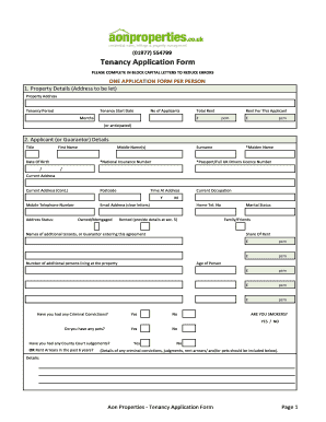 UK Tenancy Application Form